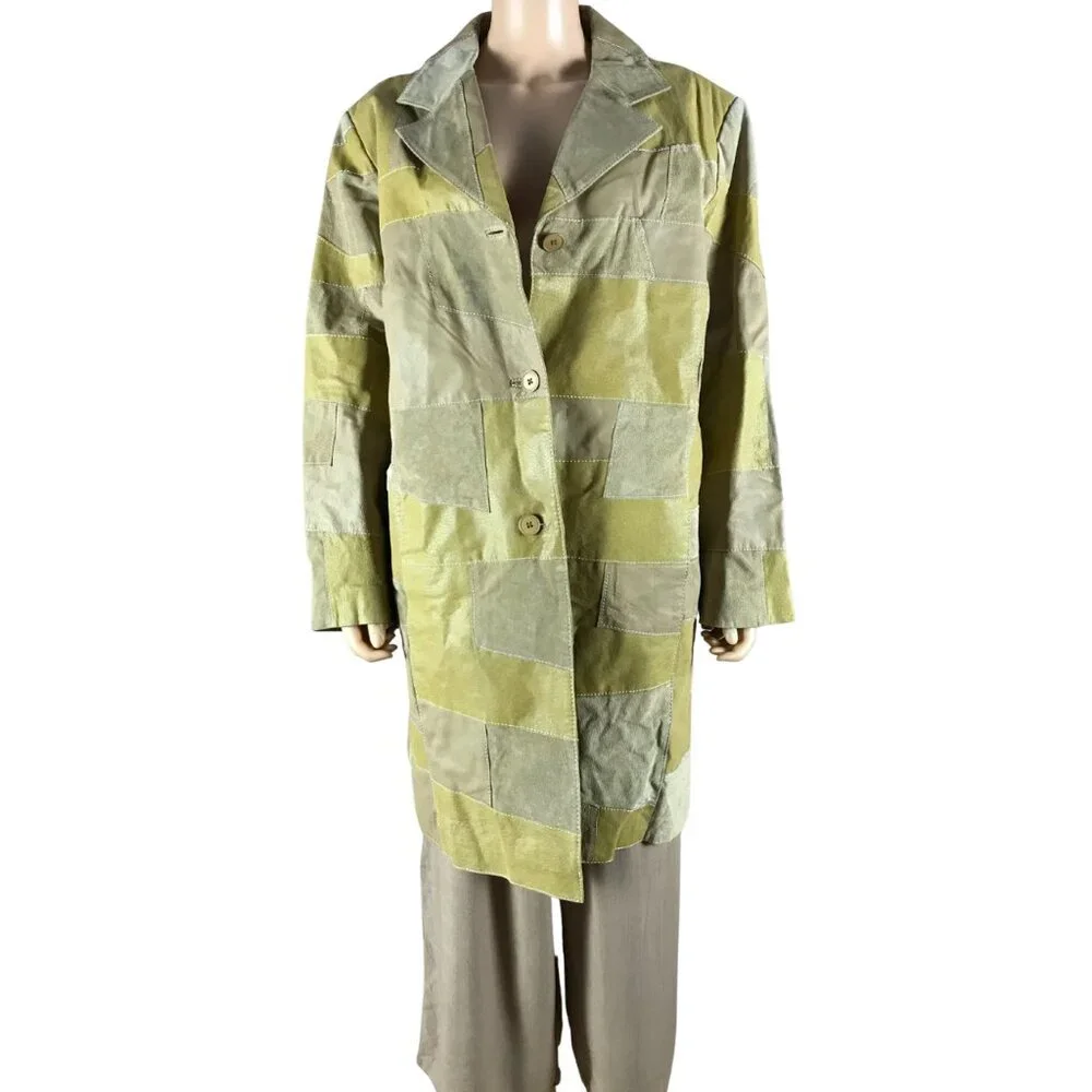 Plus Size 3X/4X Vintage Leather Patchwork Jacket VIA ACCENTI - Picture 10 of 15